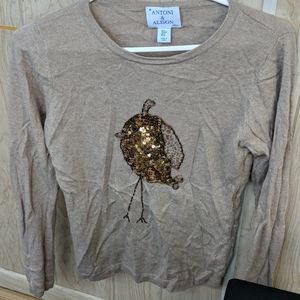 Antoni & Alison oatmeal bird holiday sweater